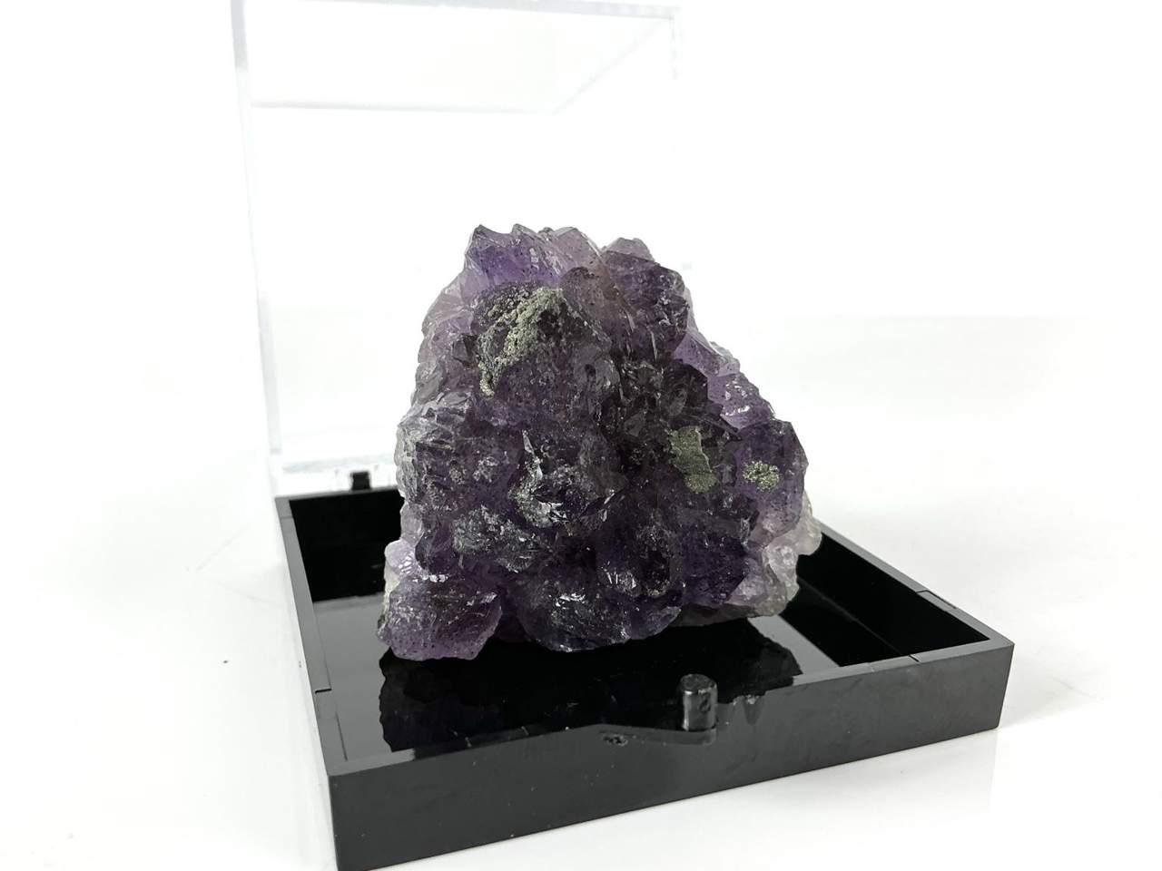 Deep violet Amethyst with Epidote or Chlorite and Pyrite from the Brandberg–Erongo region of Namibia