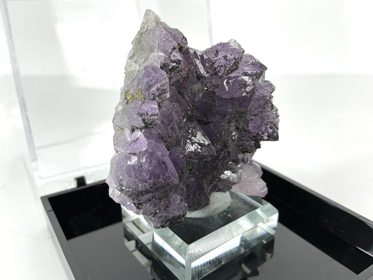 Natural view 2 of 9: Erongo Amethyst with dark mineral coatings and Pyrite