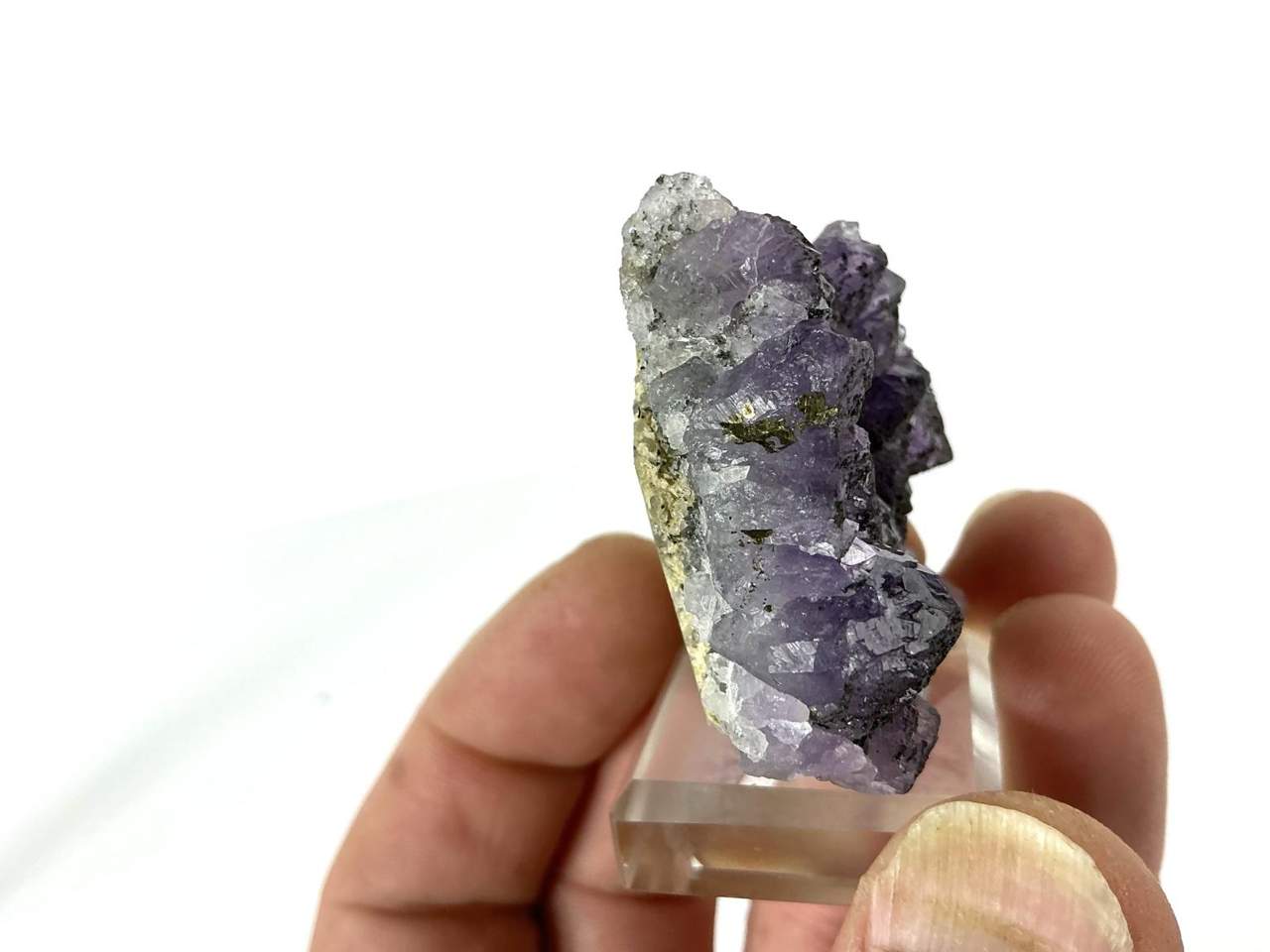Natural view 7 of 9: Erongo Amethyst with dark mineral coatings and Pyrite