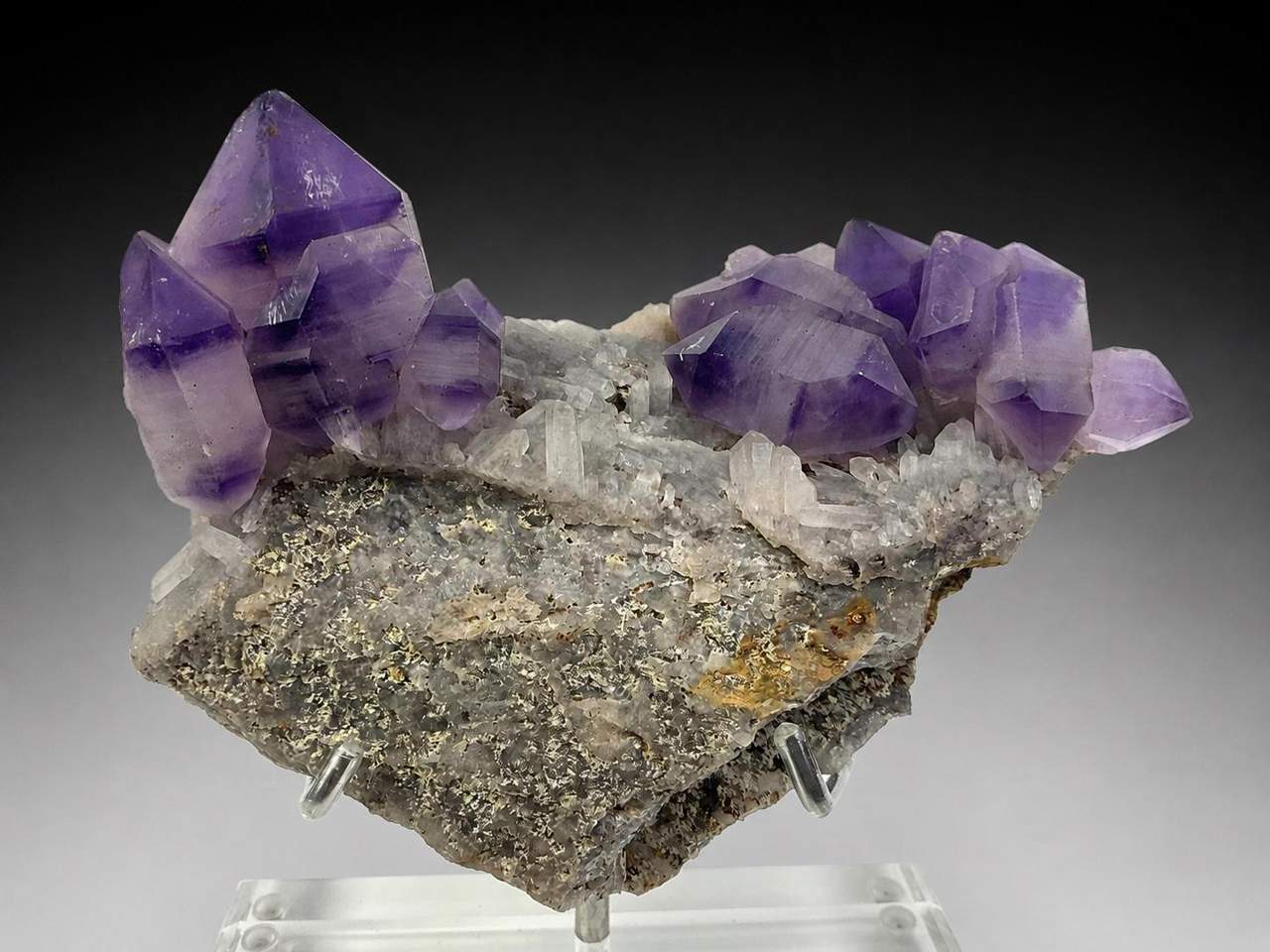 Amethyst sceptre cluster, close-up view 2 of 6