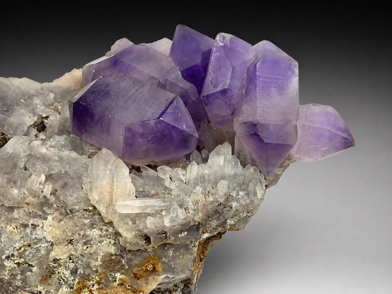 Amethyst sceptre cluster, close-up view 4 of 6