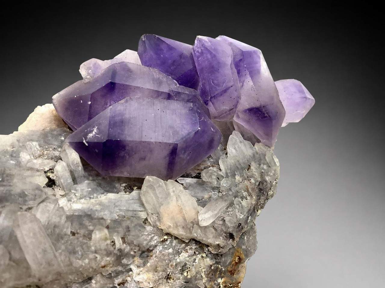 Amethyst sceptre cluster, close-up view 5 of 6