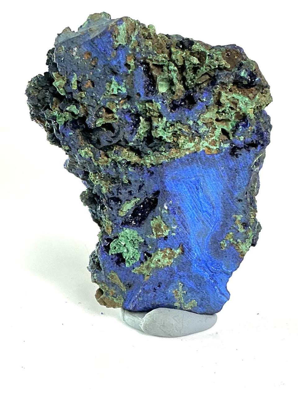 Azurite with Malachite specimen, green and blue mineral growth on reverse
