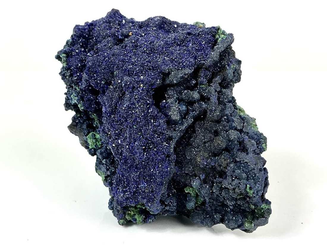 Upright view of the blue Azurite crystal crust and irregular mineral formation