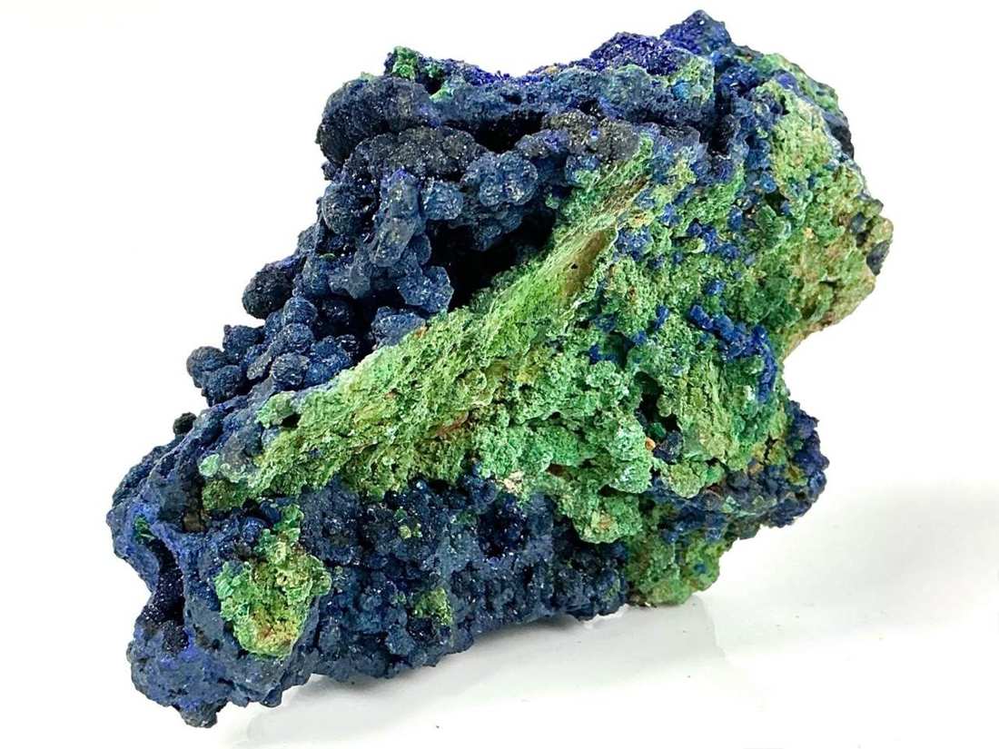 Reverse view showing extensive green Malachite contrasting with blue Azurite