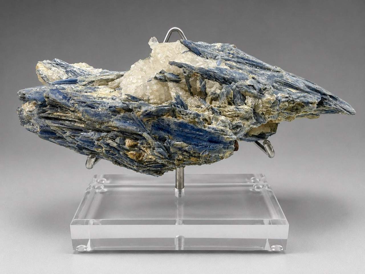Blue bladed Kyanite with white Quartz