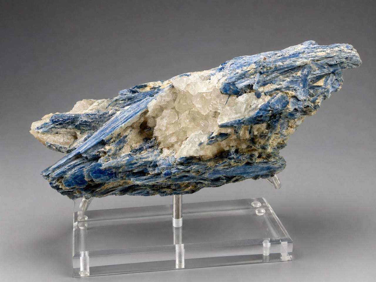 2 of 7: alternate view of the 1.107 kg Brazilian Blue Kyanite and Quartz specimen