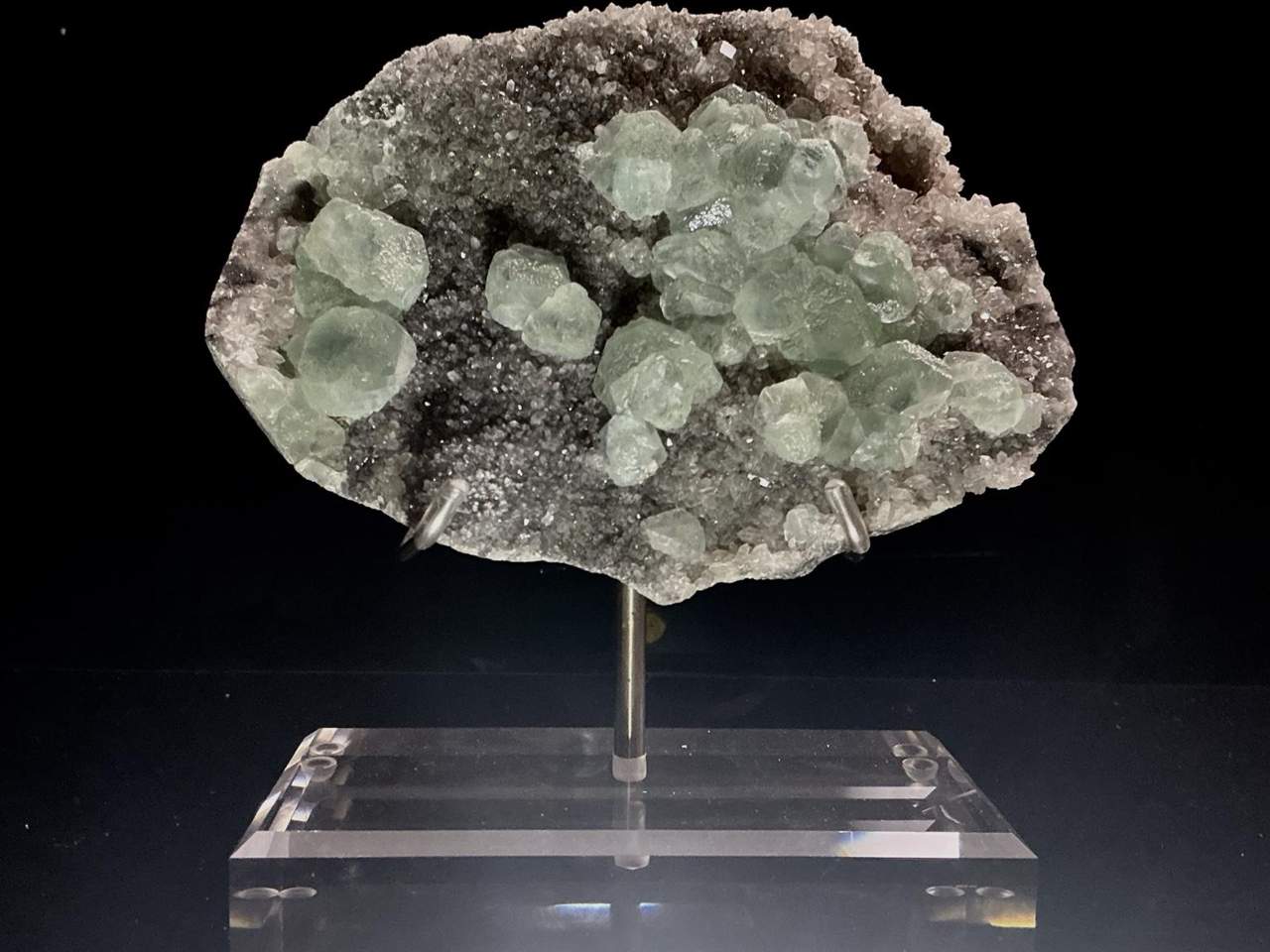 Pale green Fluorite crystals on sparkling Quartz from Yizhang County