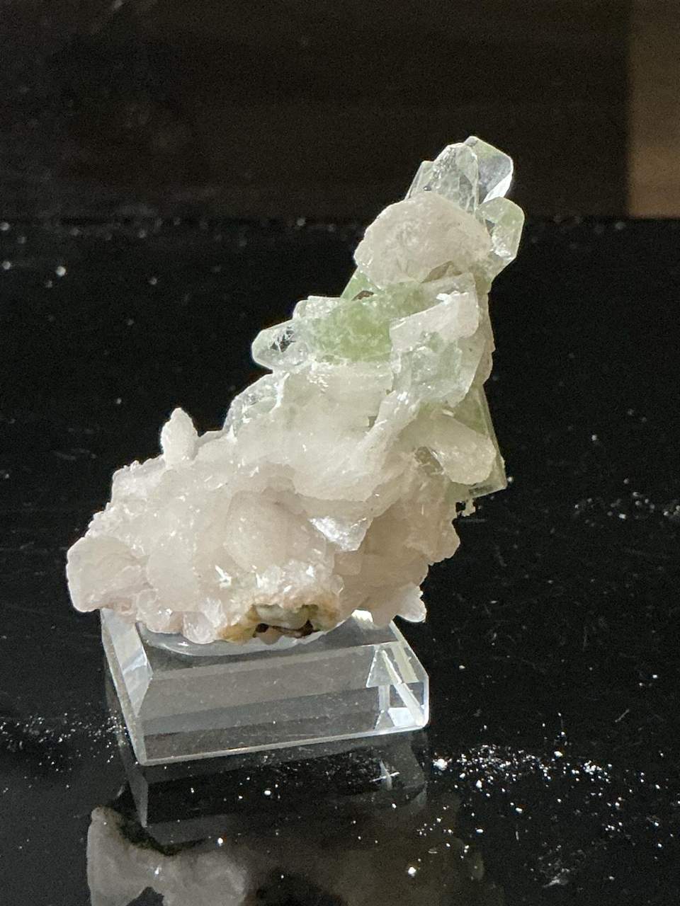 Green Apophyllite with Calcite on Basalt, view 4 of 4