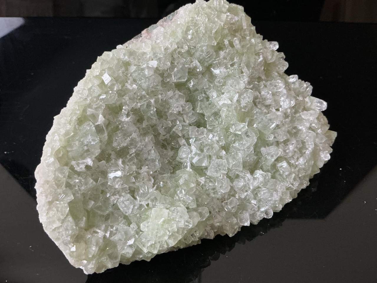 Green Apophyllite with Calcite on Basalt, view 2 of 5