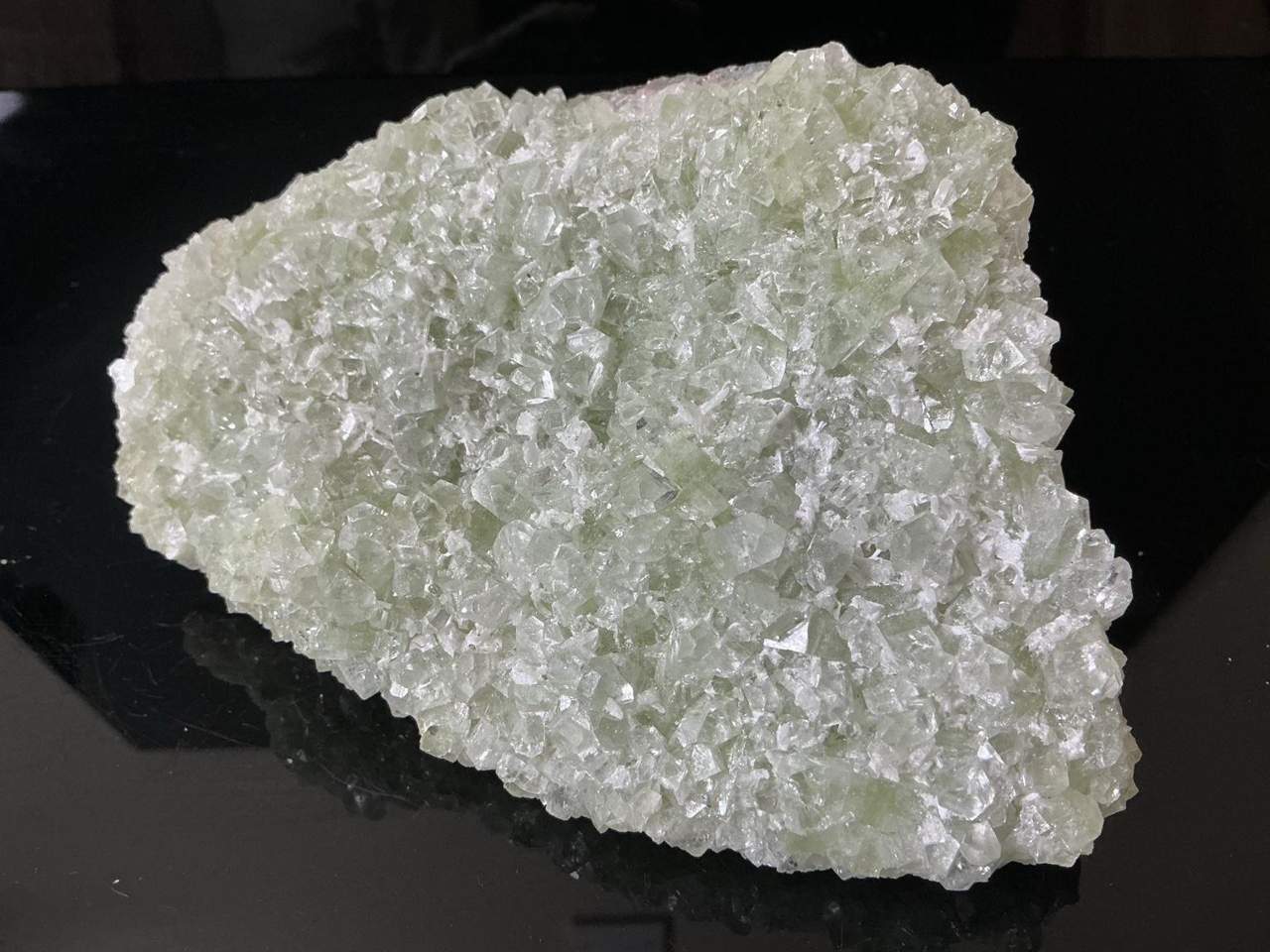 Green Apophyllite with Calcite on Basalt, view 3 of 5