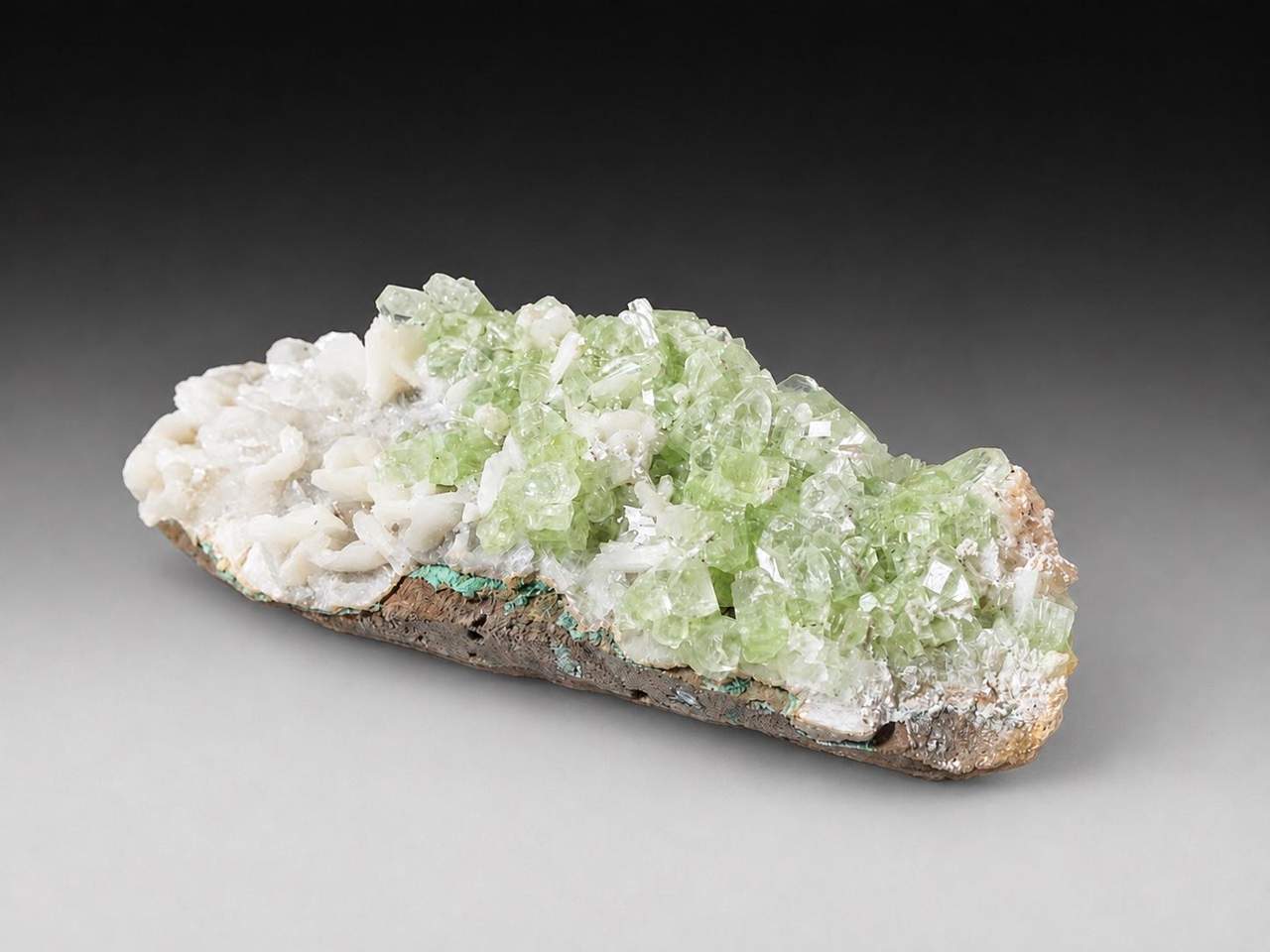 Green Apophyllite with Stilbite, view 2 of 5