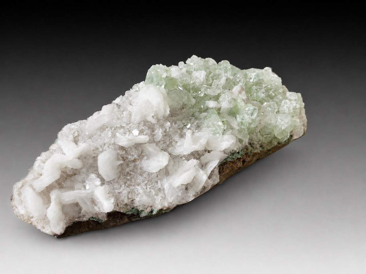 Green Apophyllite with Stilbite, view 3 of 5