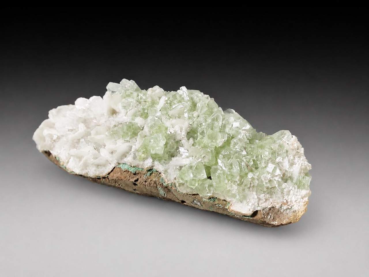 Green Apophyllite with Stilbite, view 4 of 5