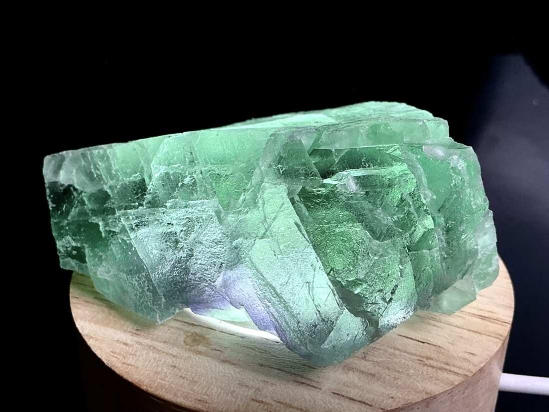 Green and purple stepped Fluorite, detailed view 4
