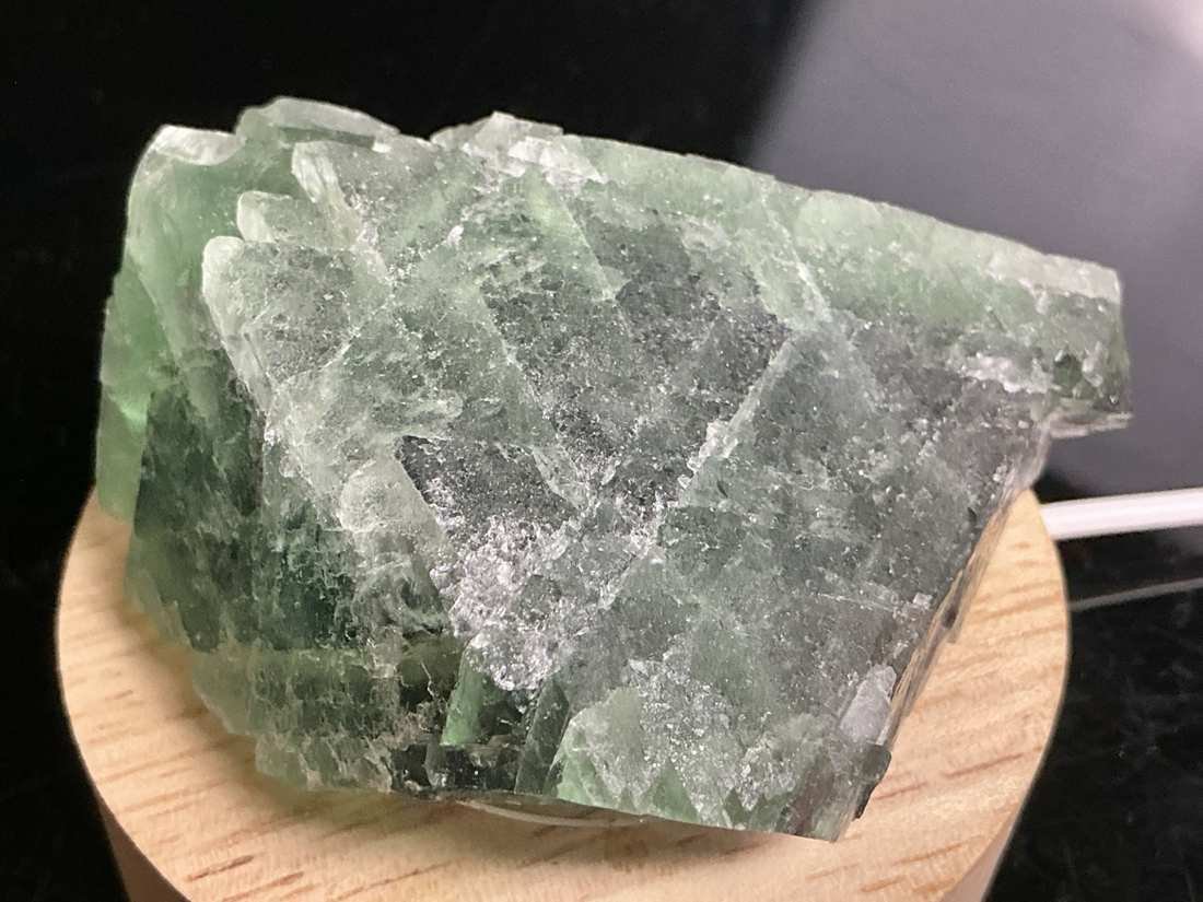 Green and purple stepped Fluorite, detailed view 5