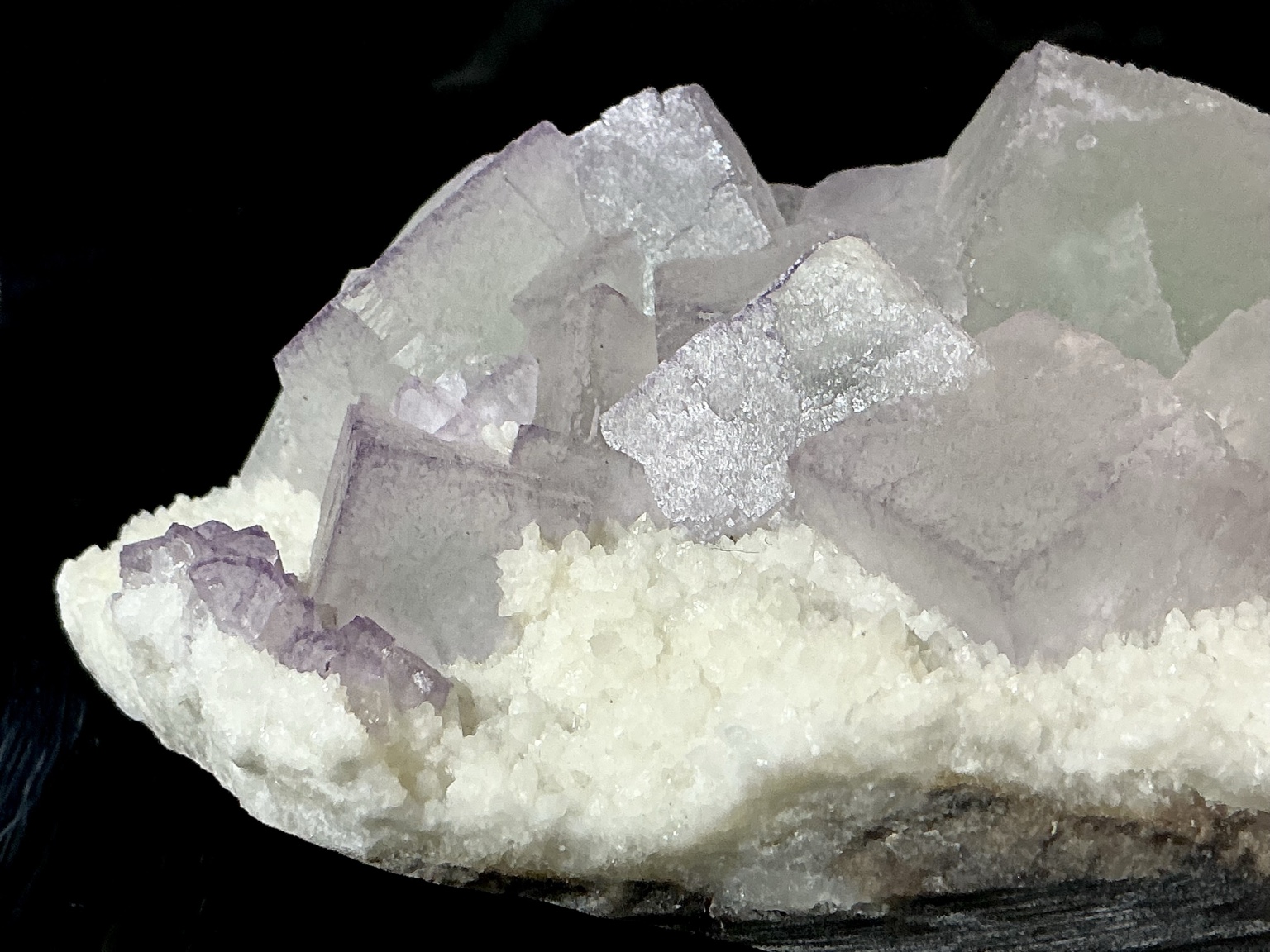 Fluorite on Calcite from Qinglong, view 2 of 5