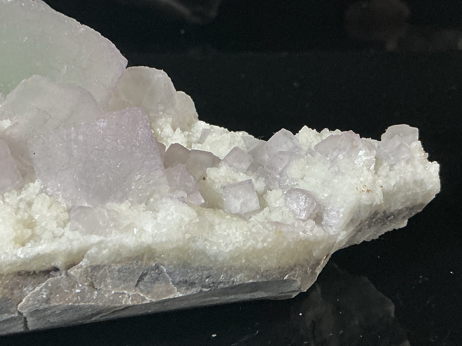 Fluorite on Calcite from Qinglong, view 4 of 5