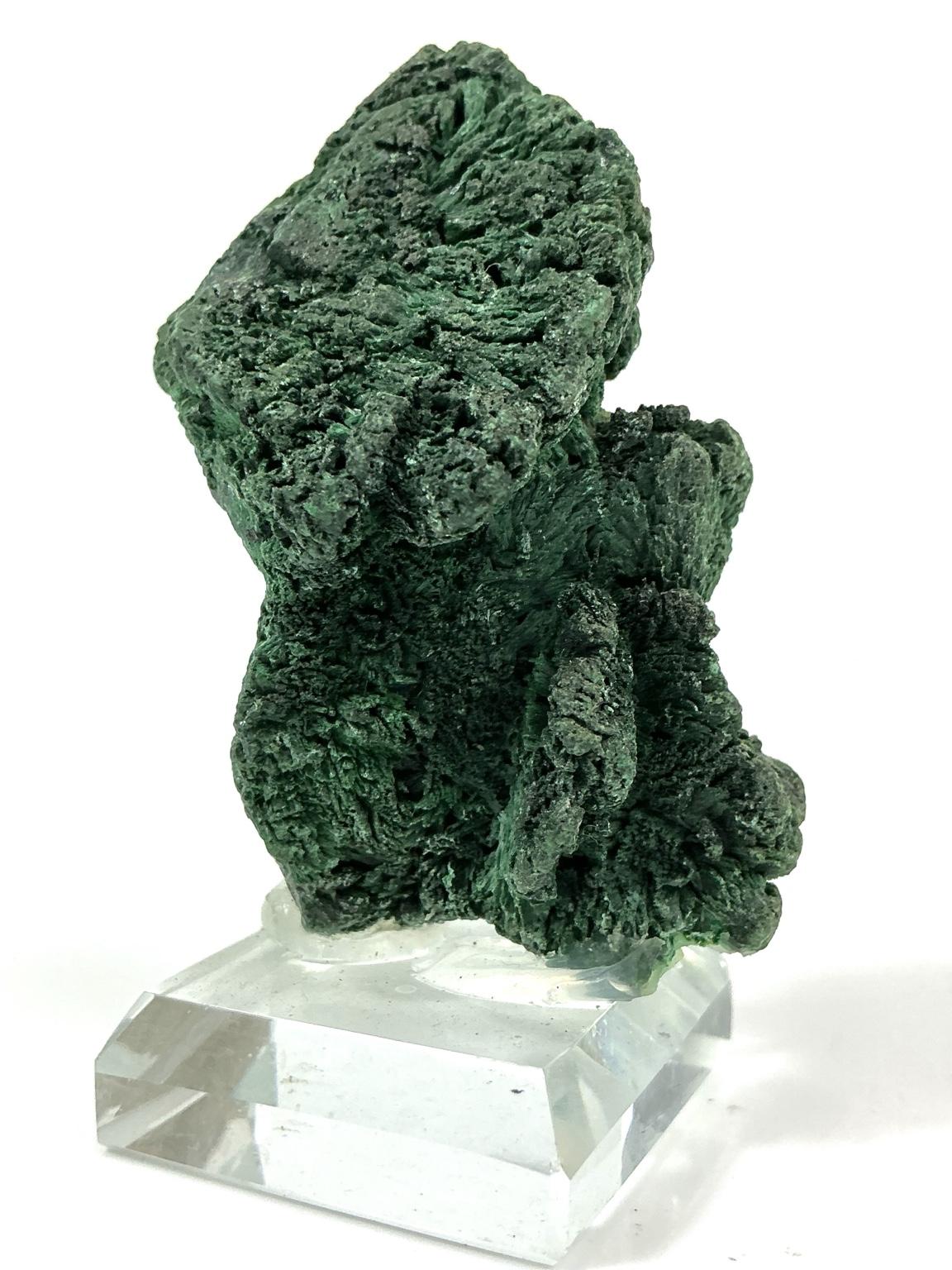 Botryoidal green Malachite on a display stand from Mindingi Mine, Katanga, Democratic Republic of the Congo