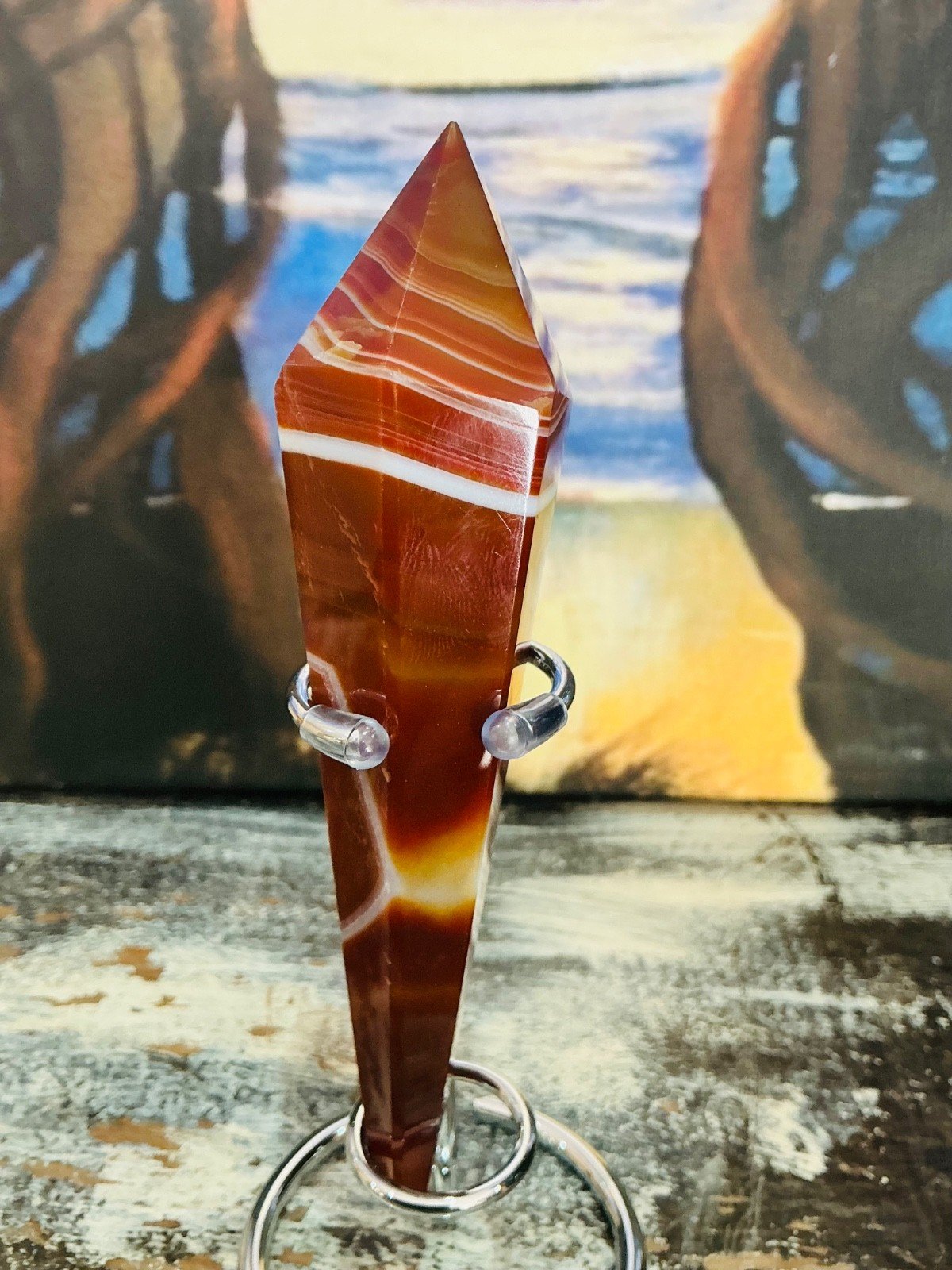 Carnelian Agate Sceptre Tower with Stand — 14 cm — 123 g