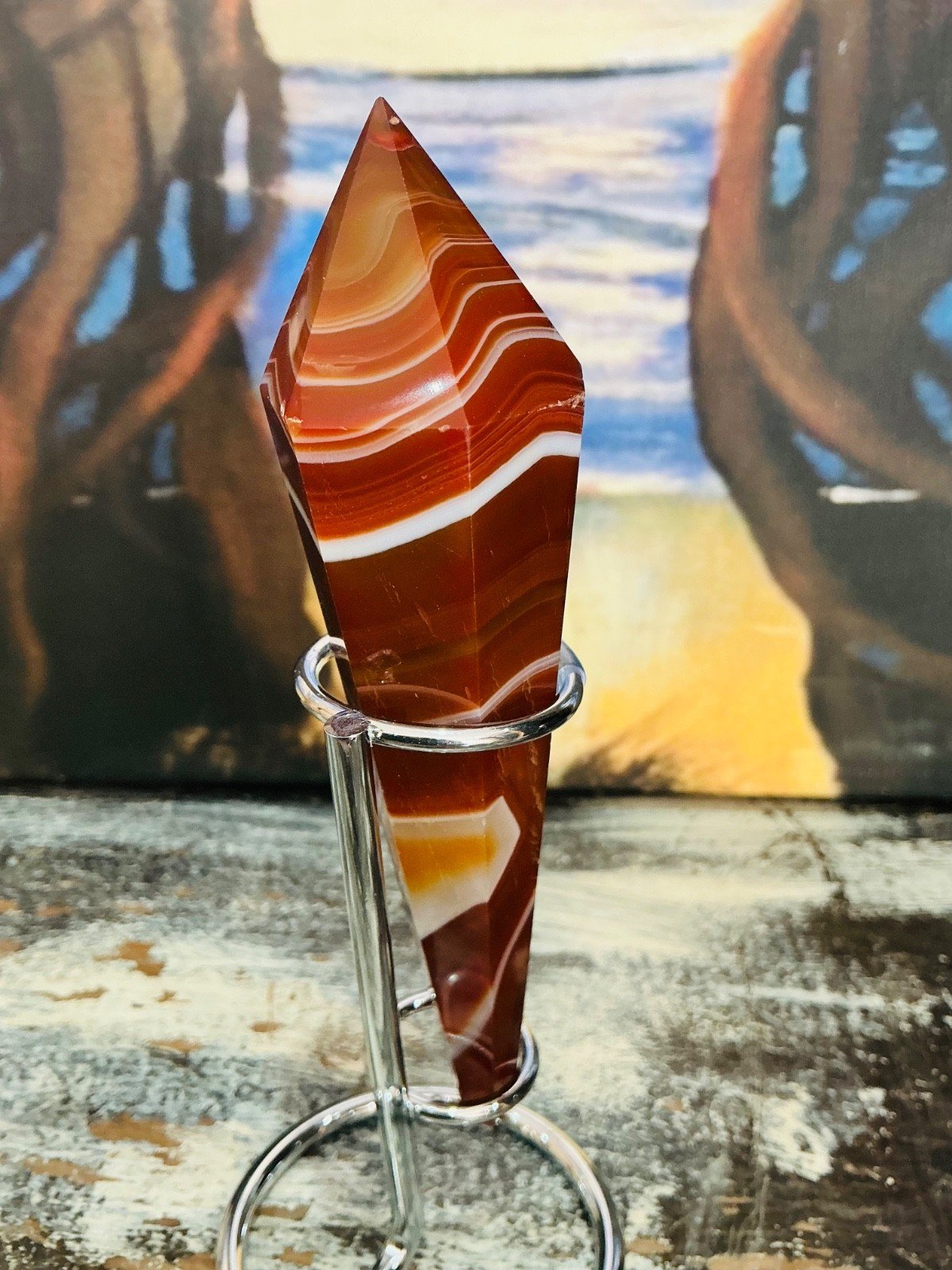 Carnelian Agate Sceptre Tower with Stand — 14 cm — 123 g — view 2