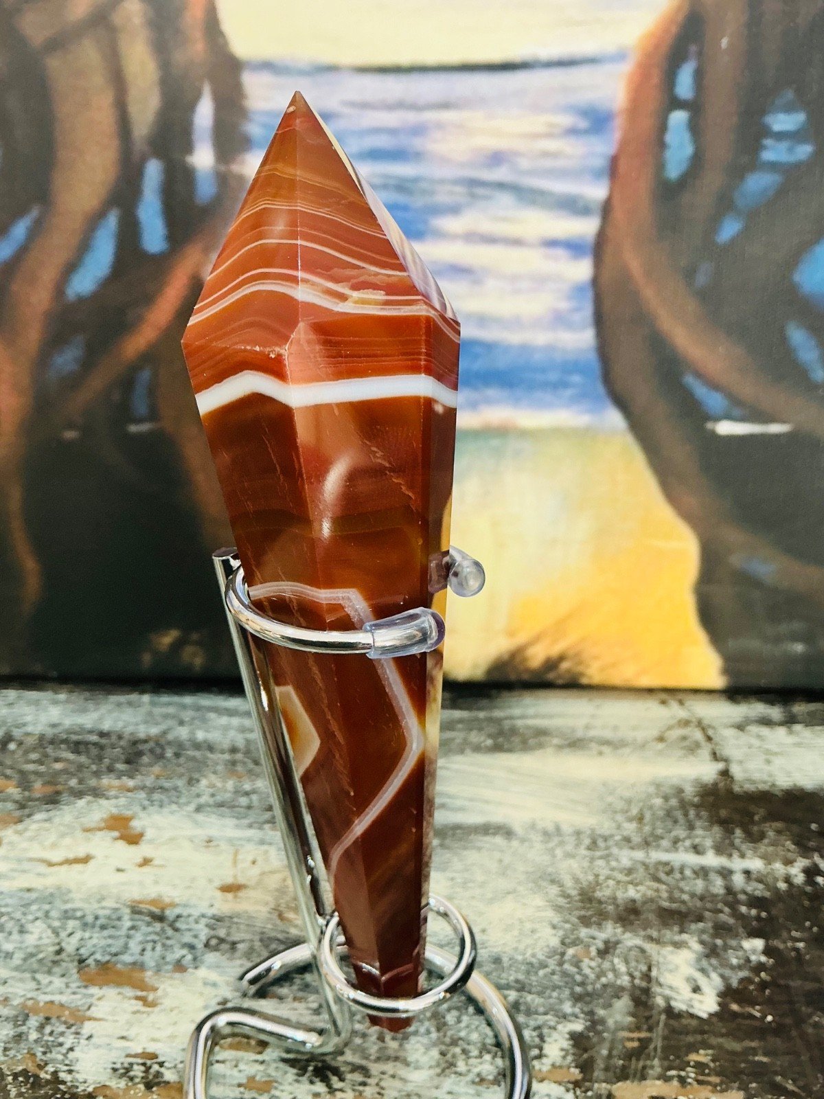 Carnelian Agate Sceptre Tower with Stand — 14 cm — 123 g — view 3