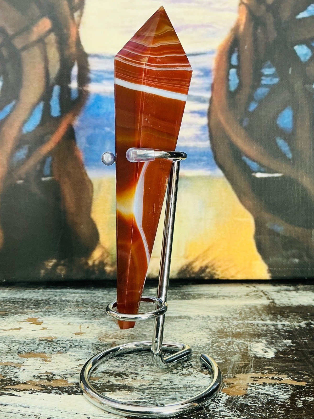 Carnelian Agate Sceptre Tower with Stand — 14 cm — 123 g — view 4