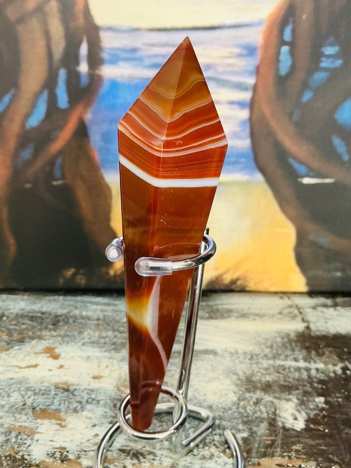 Carnelian Agate Sceptre Tower with Stand — 14 cm — 123 g — view 5