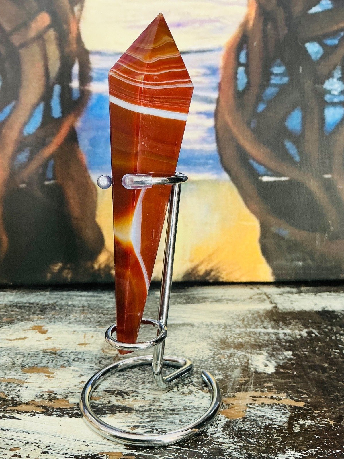 Carnelian Agate Sceptre Tower with Stand — 14 cm — 123 g — view 6