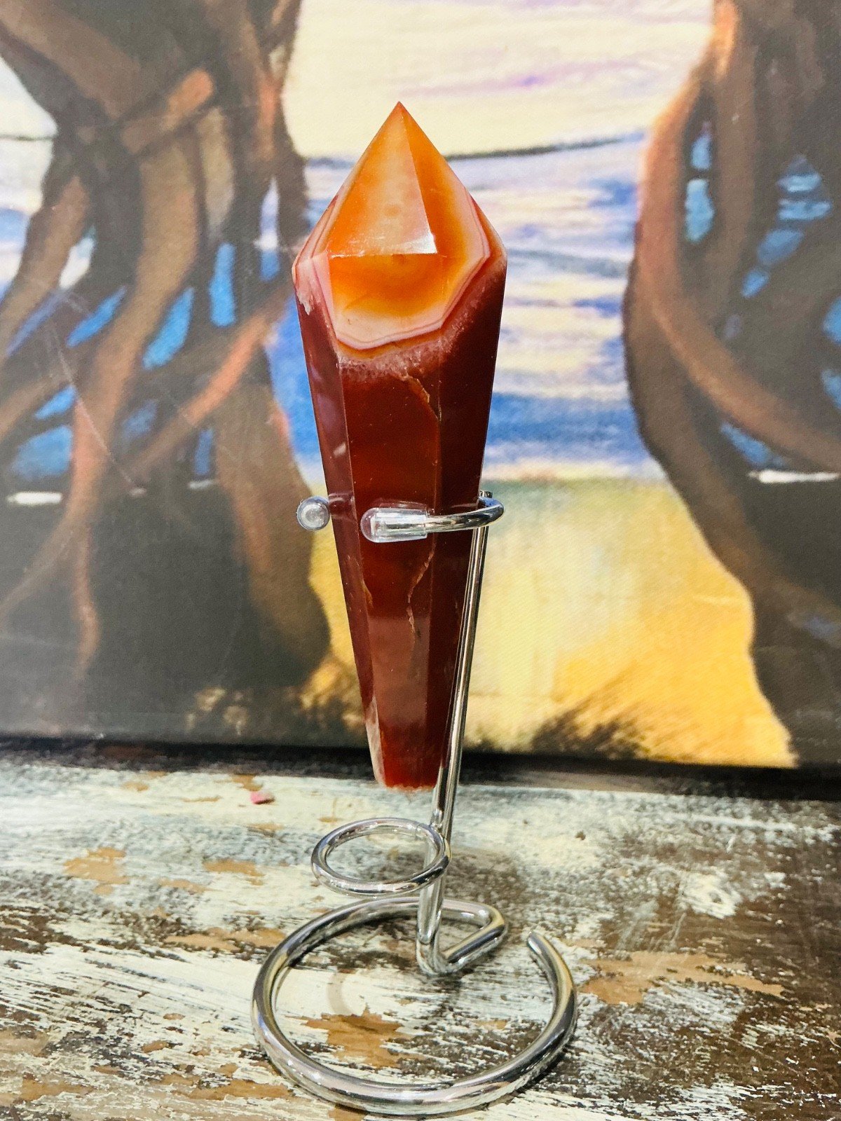 Carnelian Agate Sceptre Tower with Stand — 12 cm — 141 g — view 2
