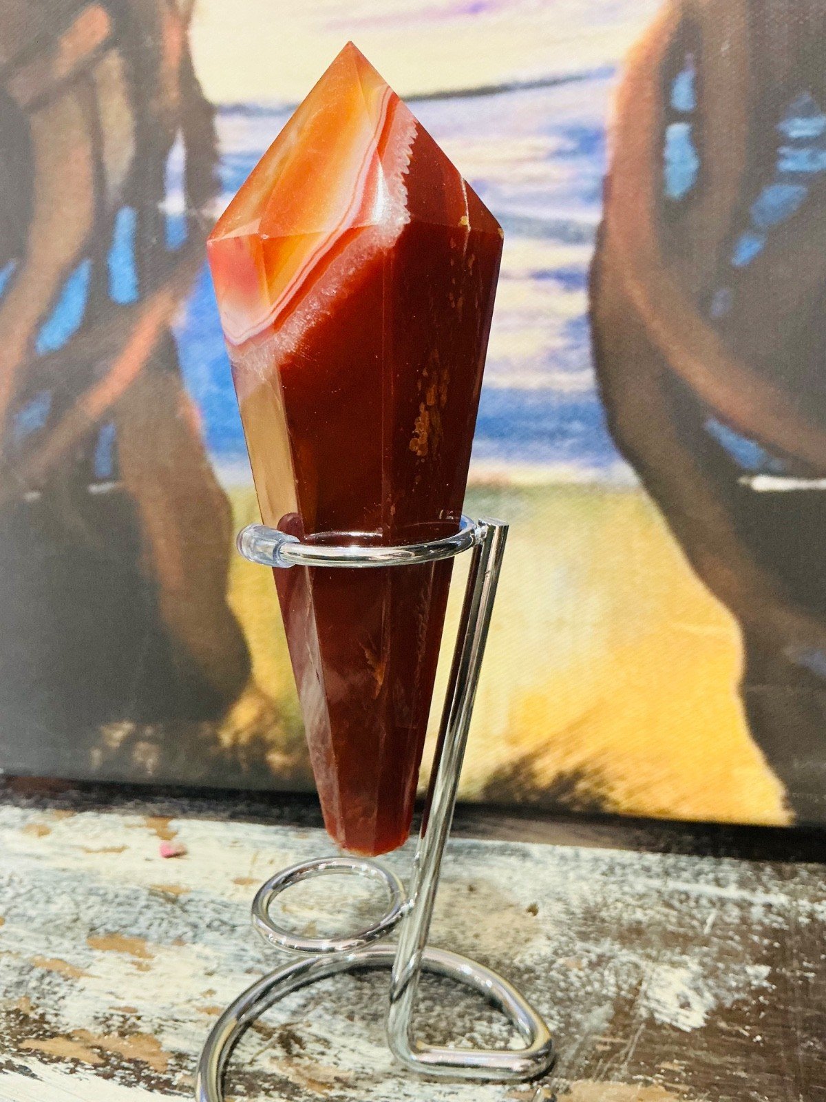 Carnelian Agate Sceptre Tower with Stand — 12 cm — 141 g — view 3