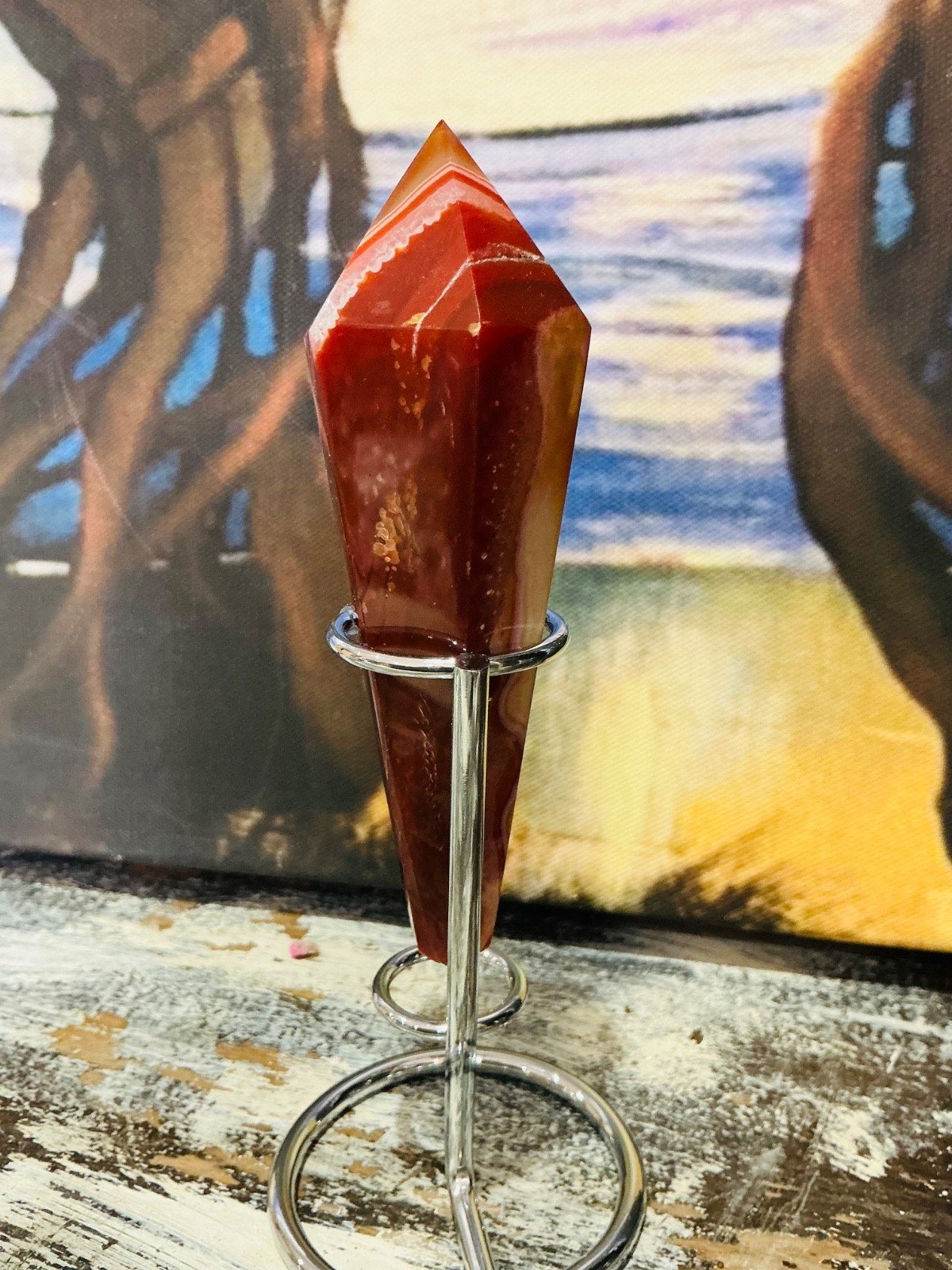 Carnelian Agate Sceptre Tower with Stand — 12 cm — 141 g — view 4