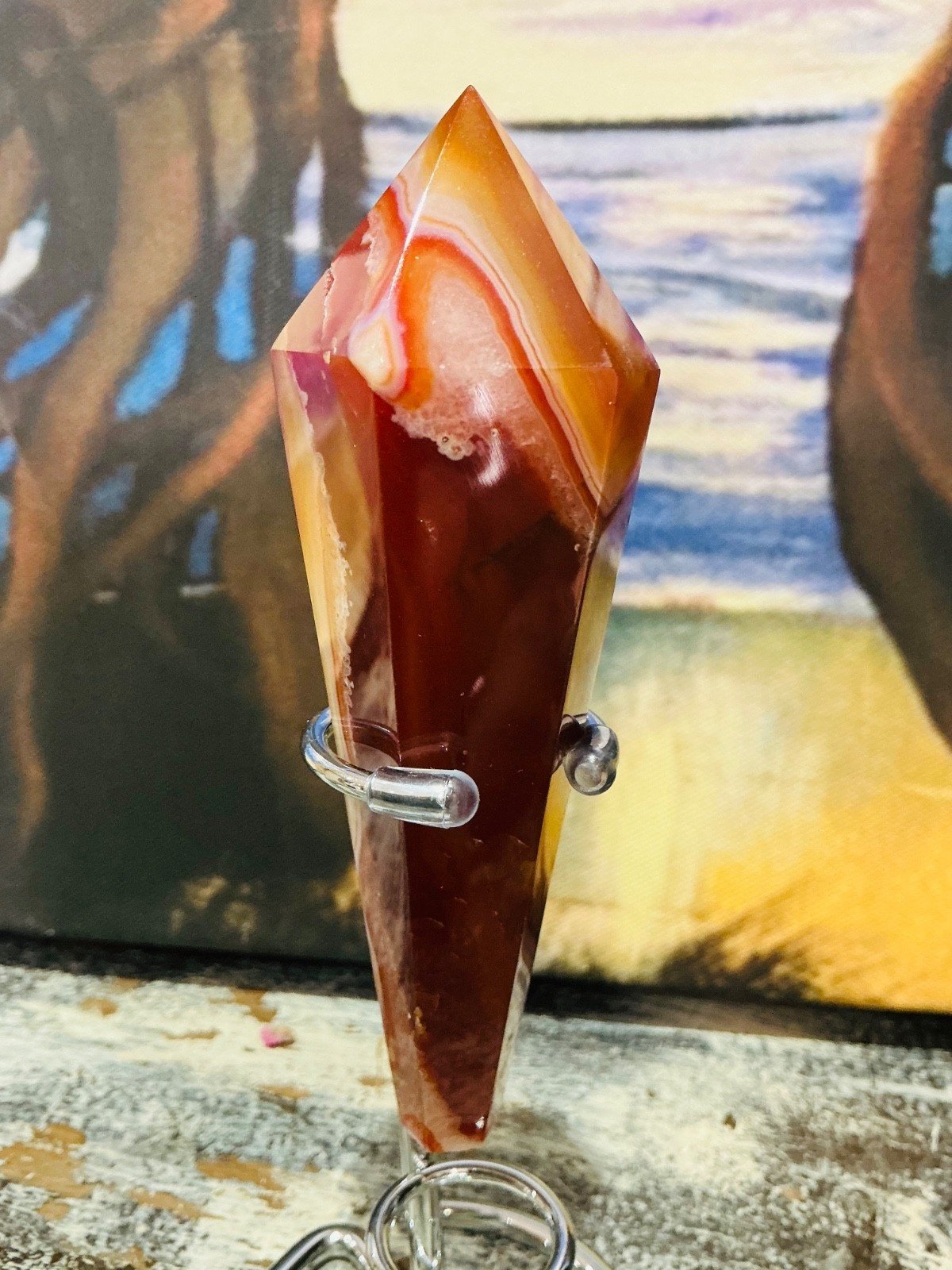 Carnelian Agate Sceptre Tower with Stand — 12 cm — 141 g — view 6