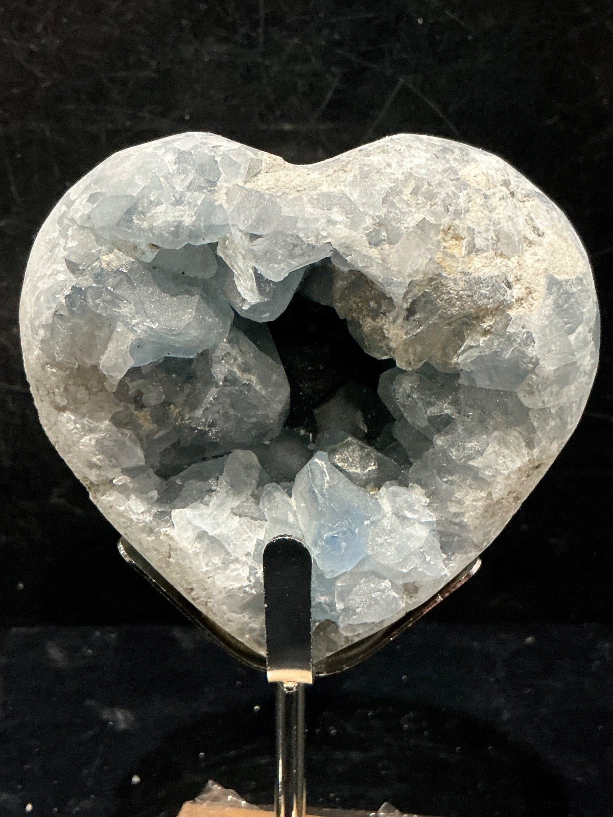 Celestite Heart Geode with Display Stand — Madagascar — 990 g — view 2