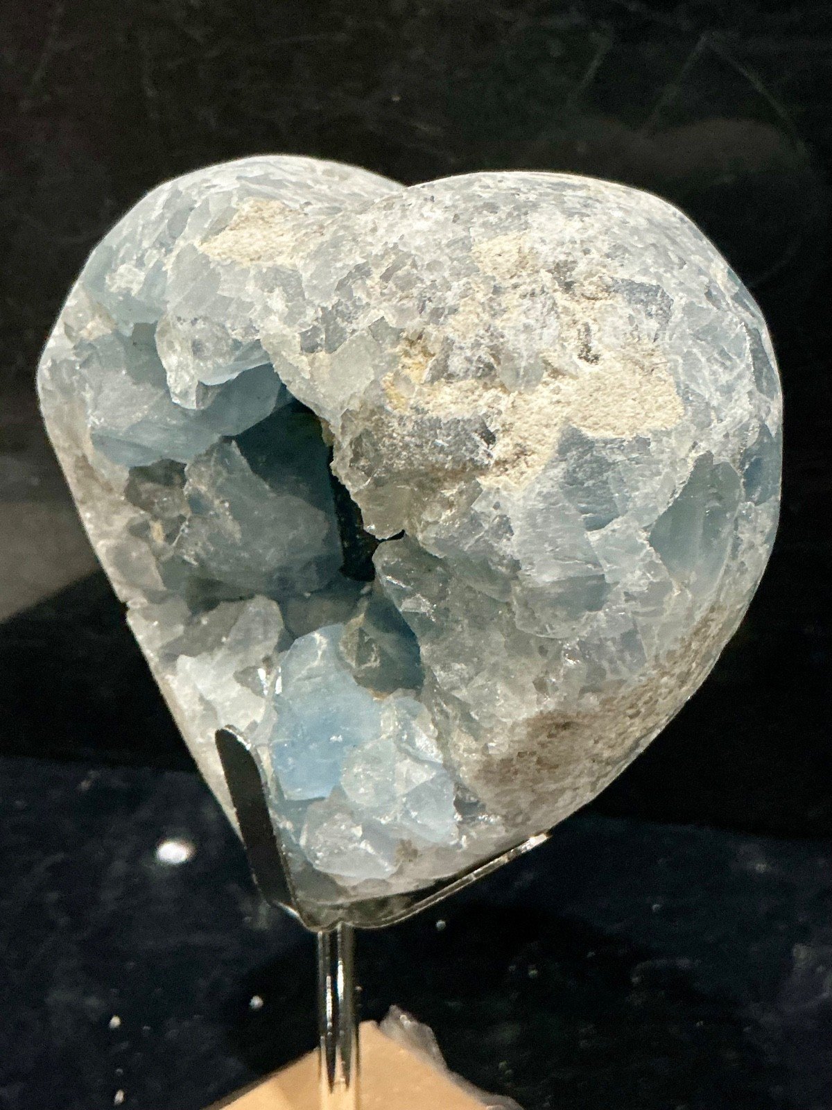 Celestite Heart Geode with Display Stand — Madagascar — 990 g — view 3
