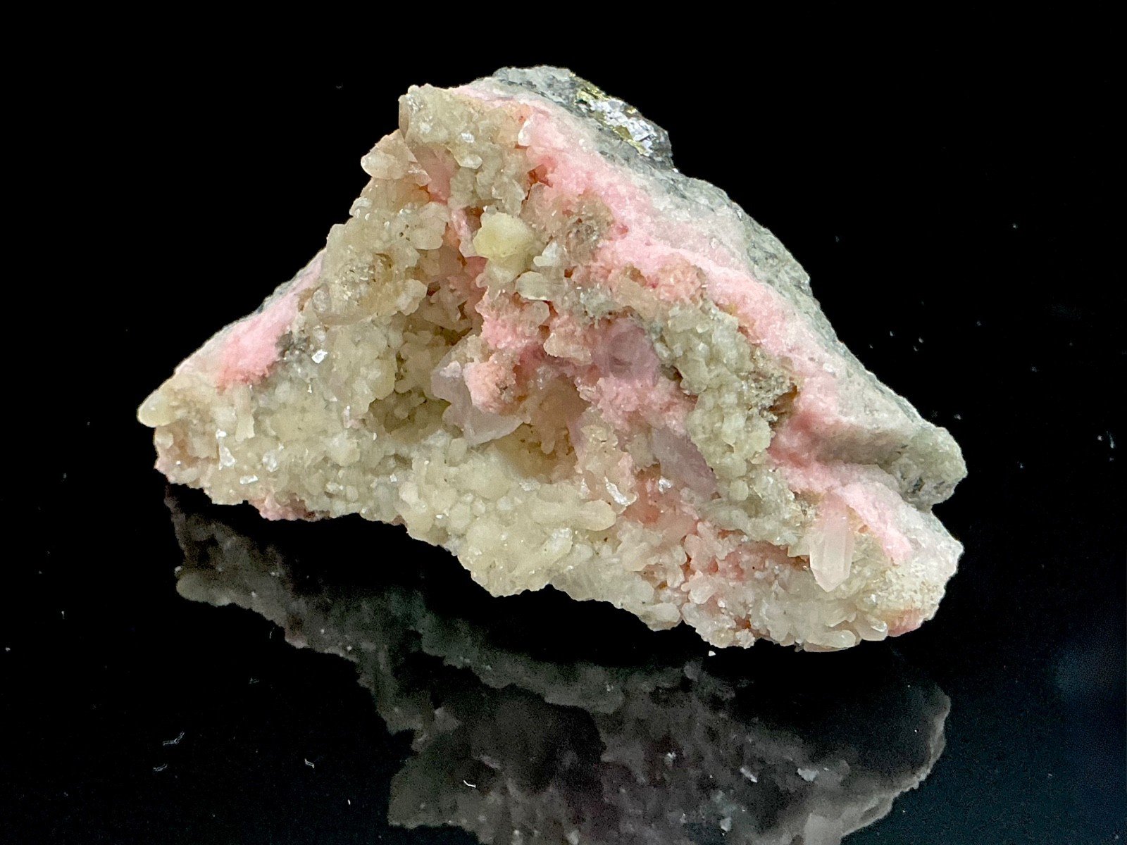 Rhodochrosite with Stilbite and Quartz — Bulgaria — 92 g — view 2