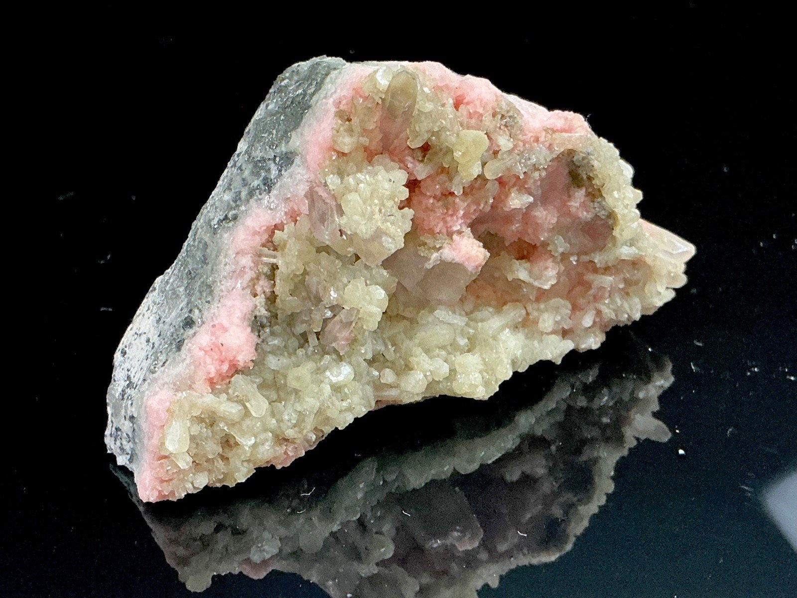 Rhodochrosite with Stilbite and Quartz — Bulgaria — 92 g — view 3