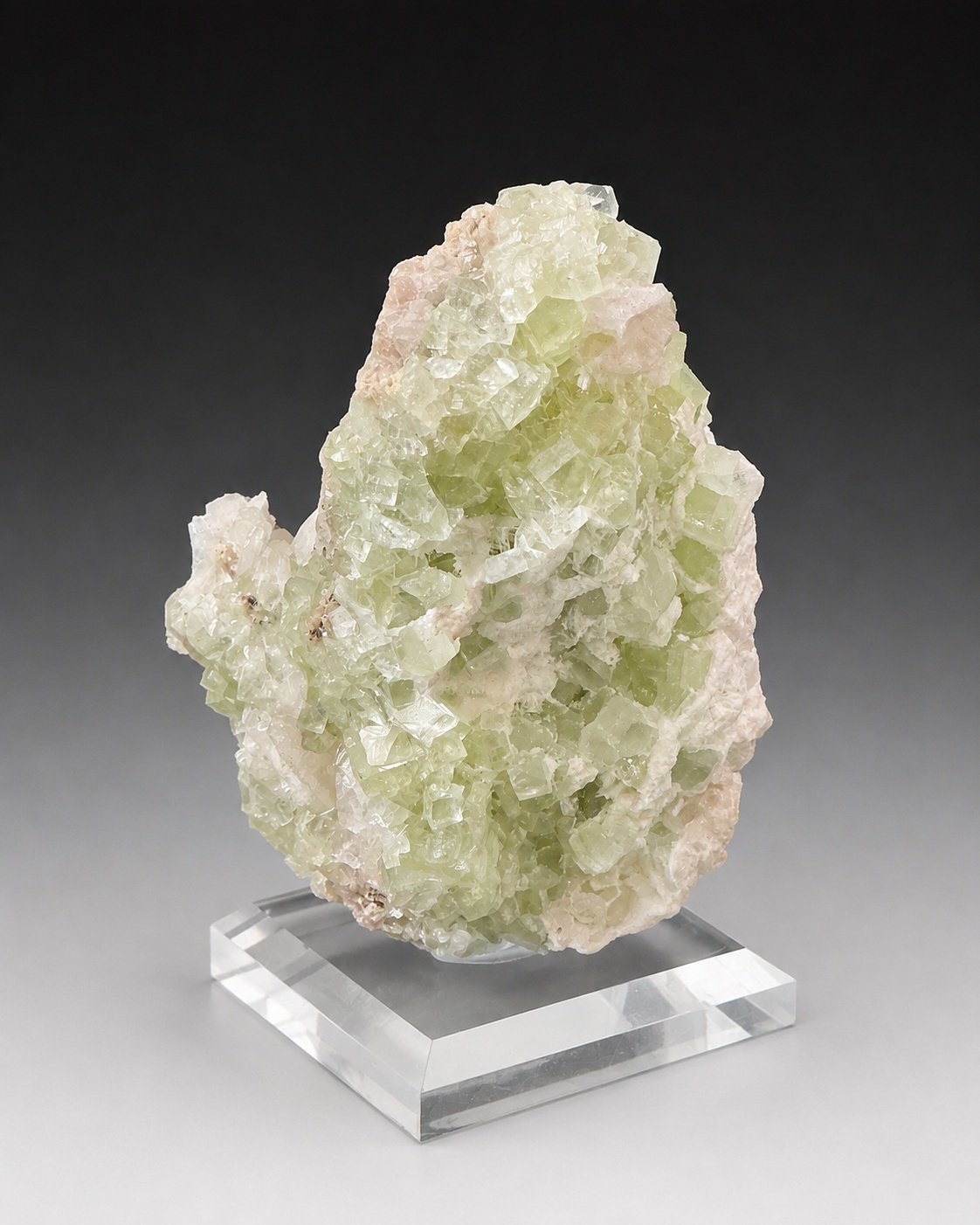 Green Apophyllite with Stilbite — Maharashtra — 220 g — view 2