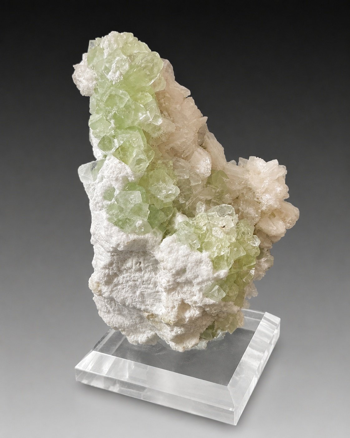Green Apophyllite with Stilbite — Maharashtra — 220 g — view 3