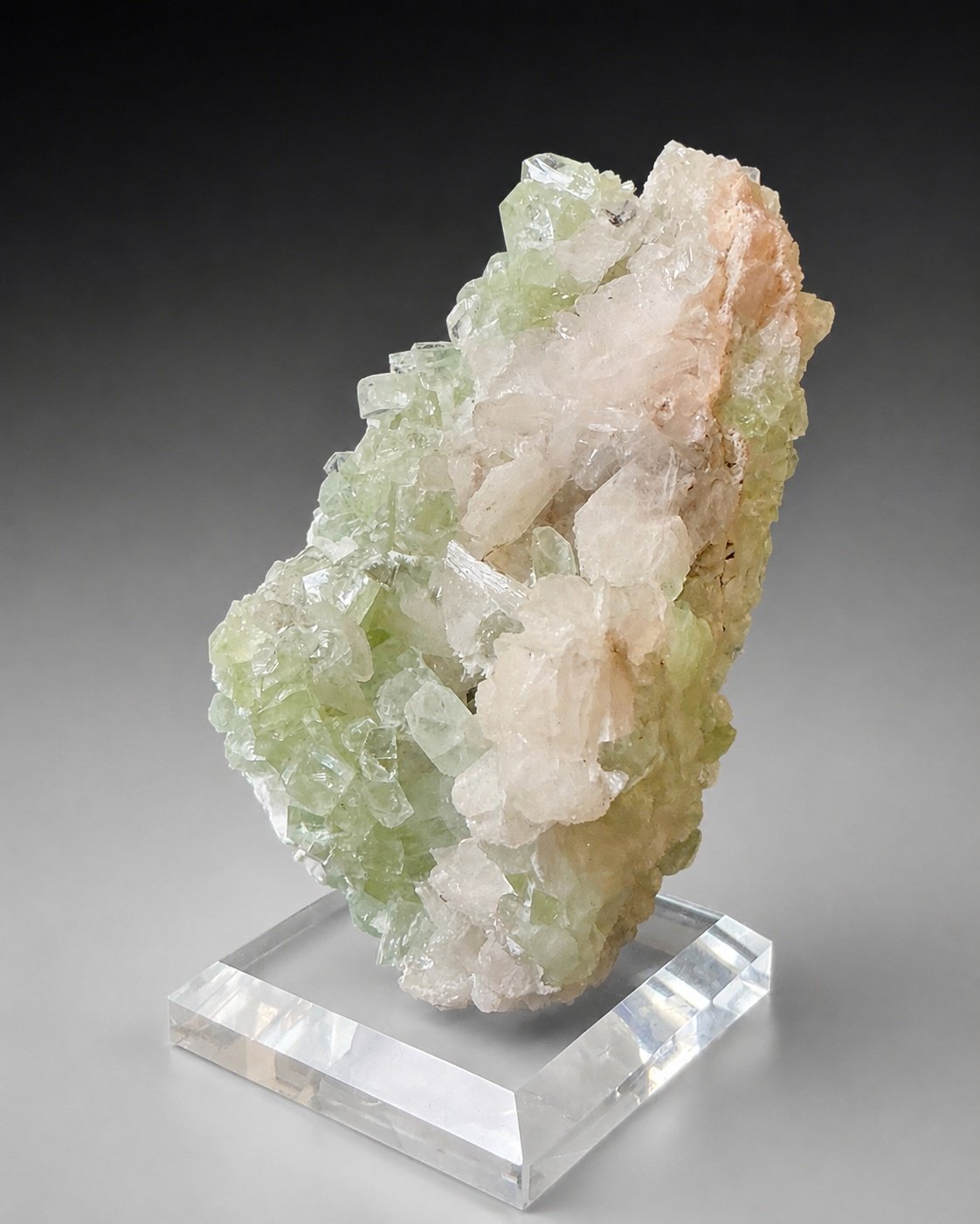 Green Apophyllite with Stilbite — Maharashtra — 220 g — view 4