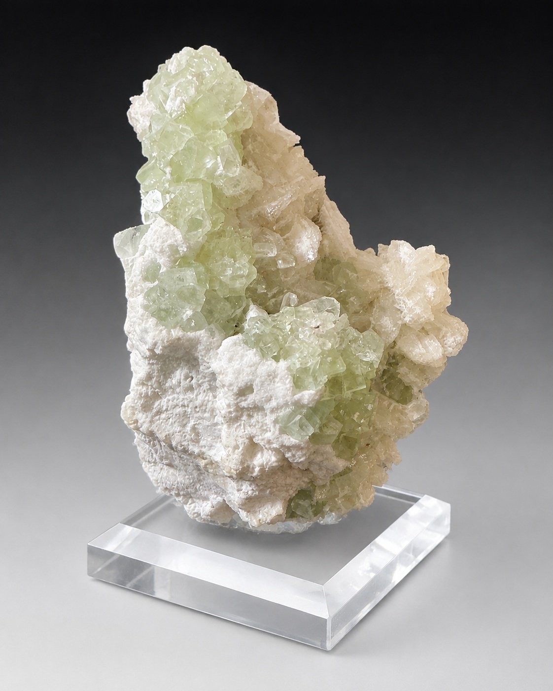 Green Apophyllite with Stilbite — Maharashtra — 220 g — view 5