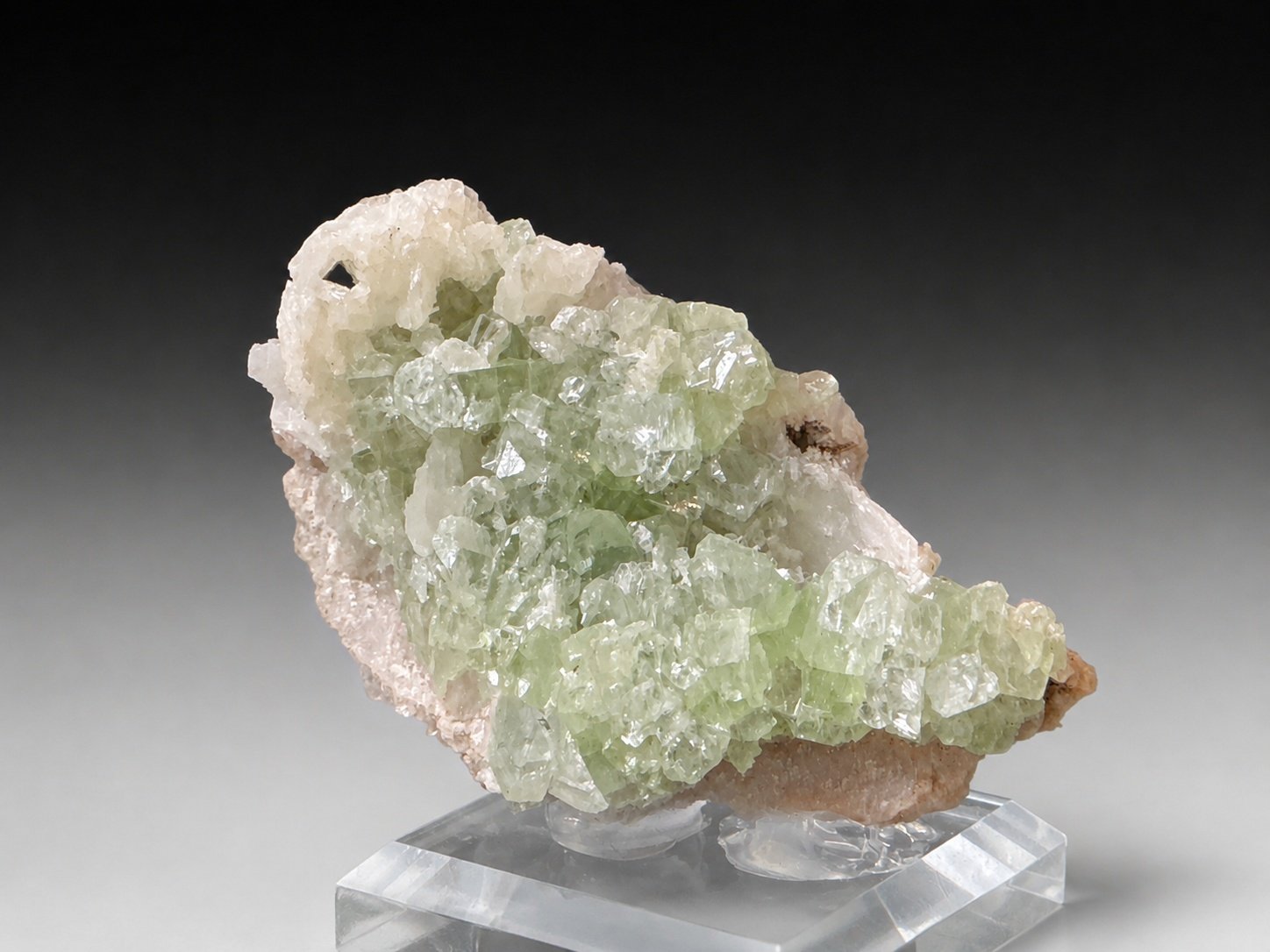 Green Apophyllite with Stilbite — Maharashtra — 118 g — view 2