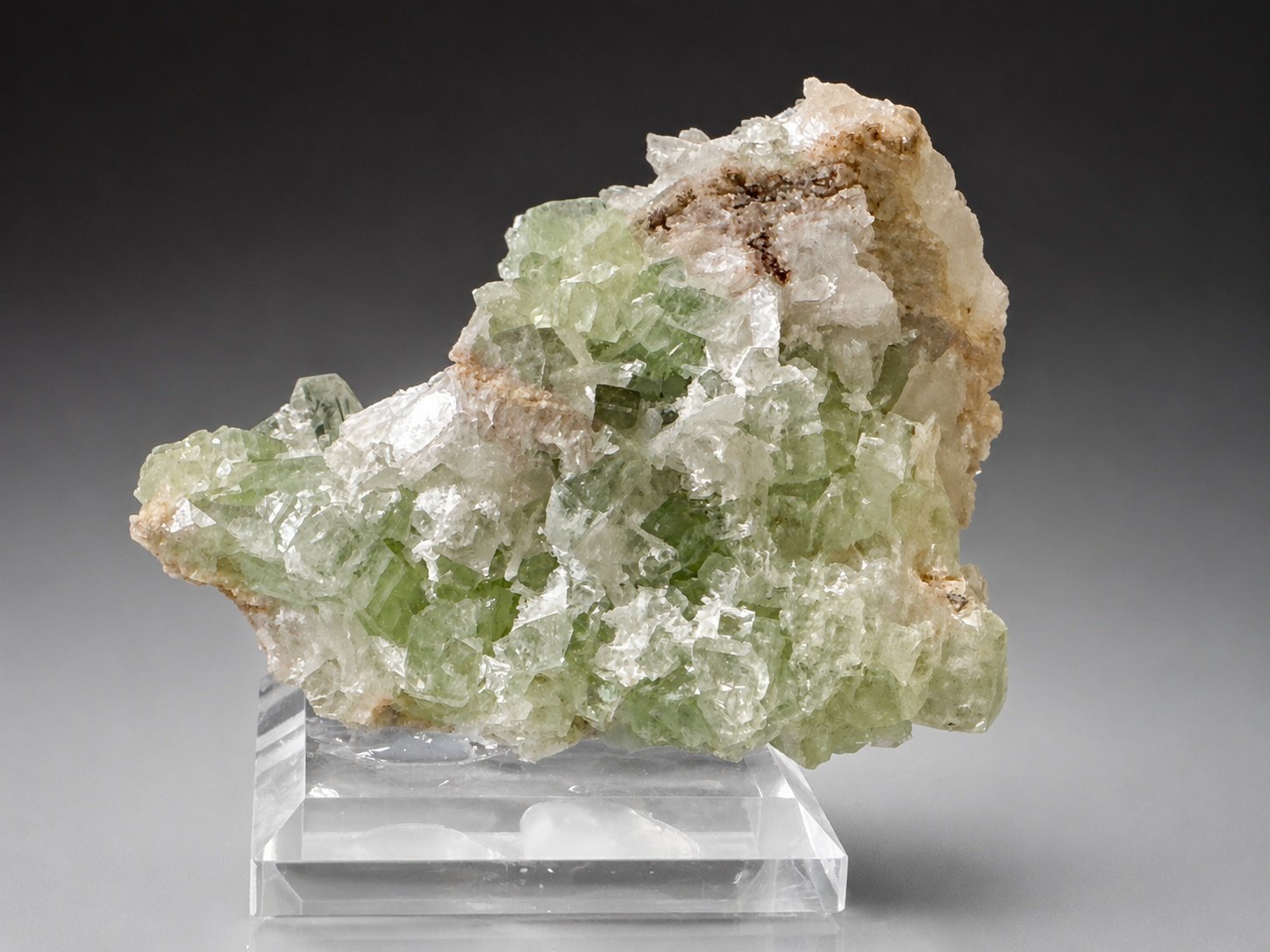 Green Apophyllite with Stilbite — Maharashtra — 118 g — view 3