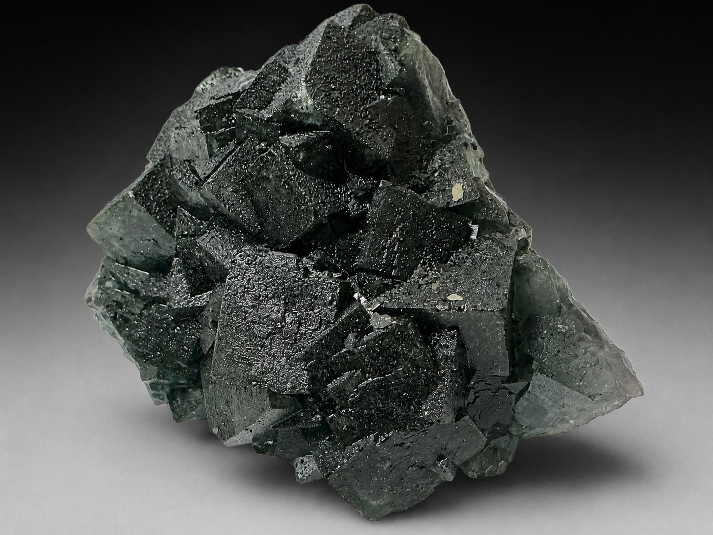 Dark Green Fluorite with Pyrite — Huanggang — 805 g — view 2