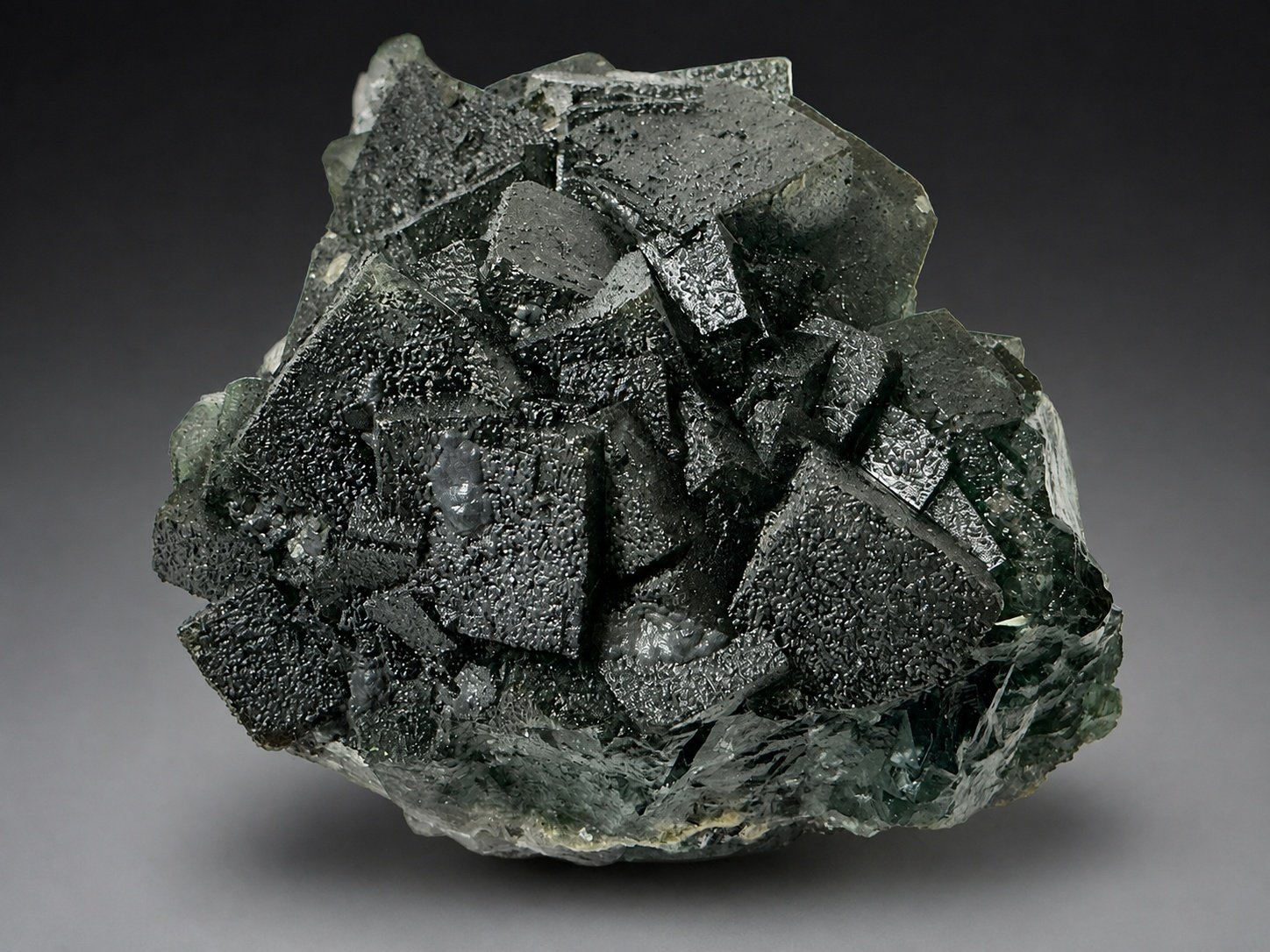 Dark Green Fluorite with Pyrite — Huanggang — 805 g — view 3