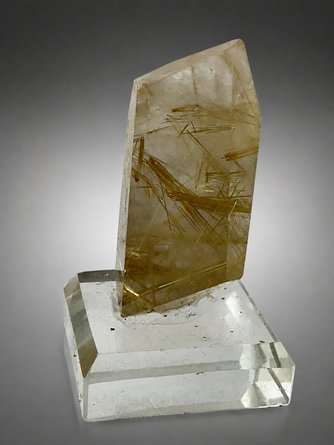 Golden-Copper Rutilated Quartz with Glass Base — Brazil — 20 g — view 3