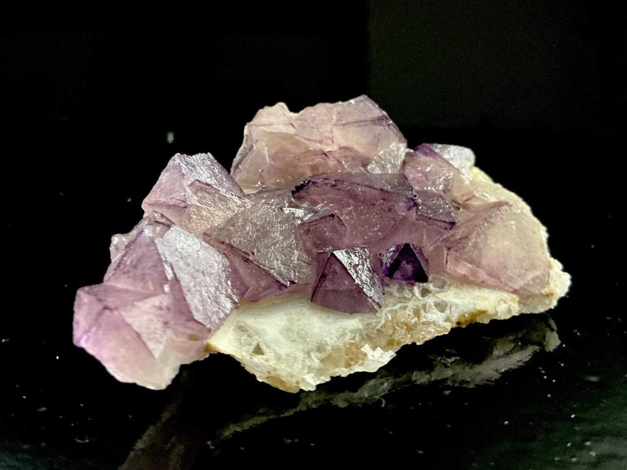 2 of 5: alternate view of the De’an Mine purple octahedral Fluorite specimen