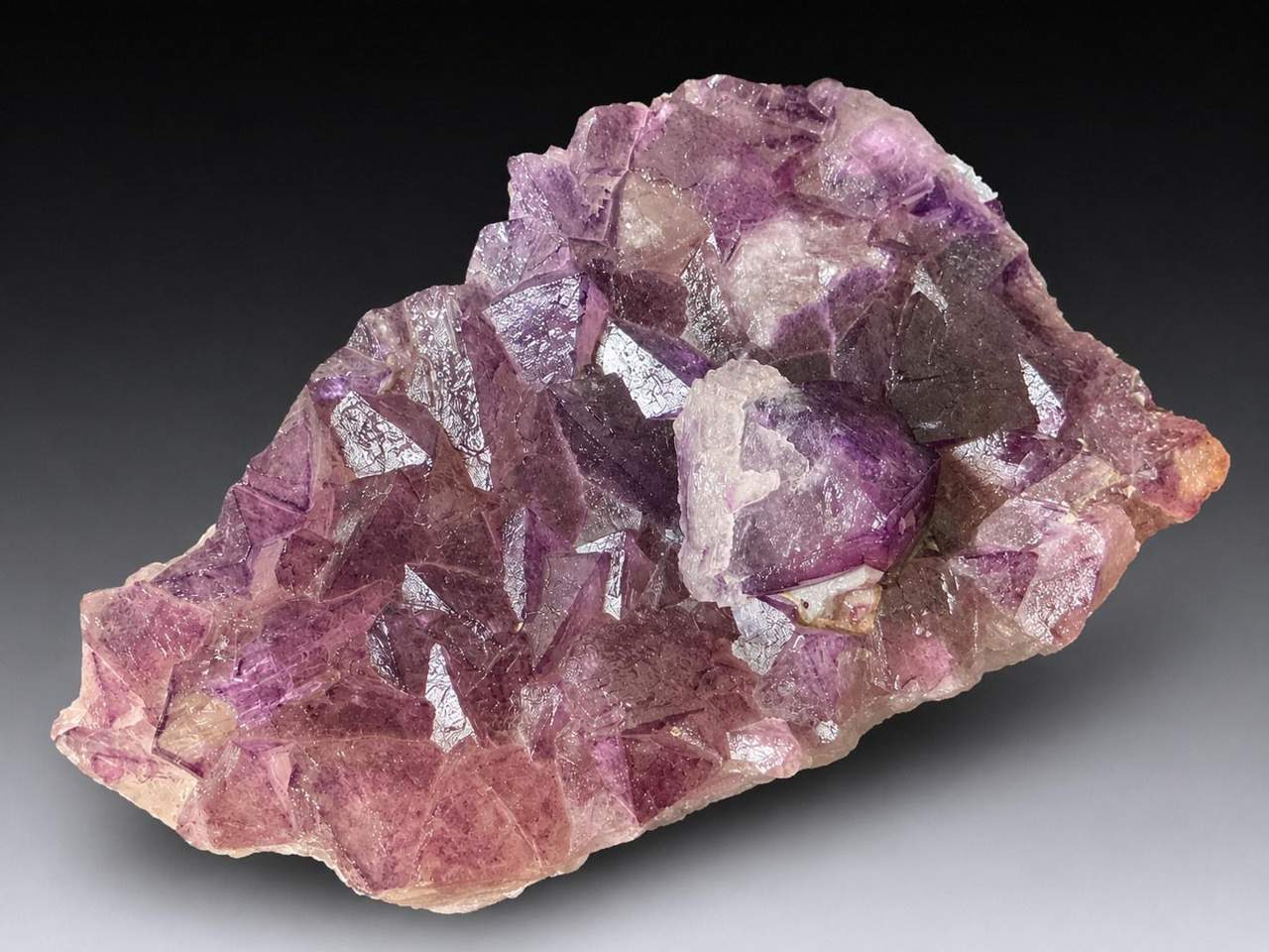 Purple octahedral Fluorite crystal cluster