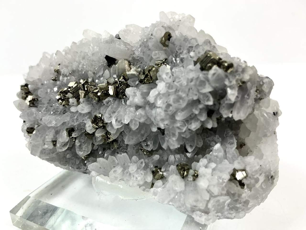 Pyrite with Quartz & Chalcopyrite · Huanzala, natural view 3 of 4