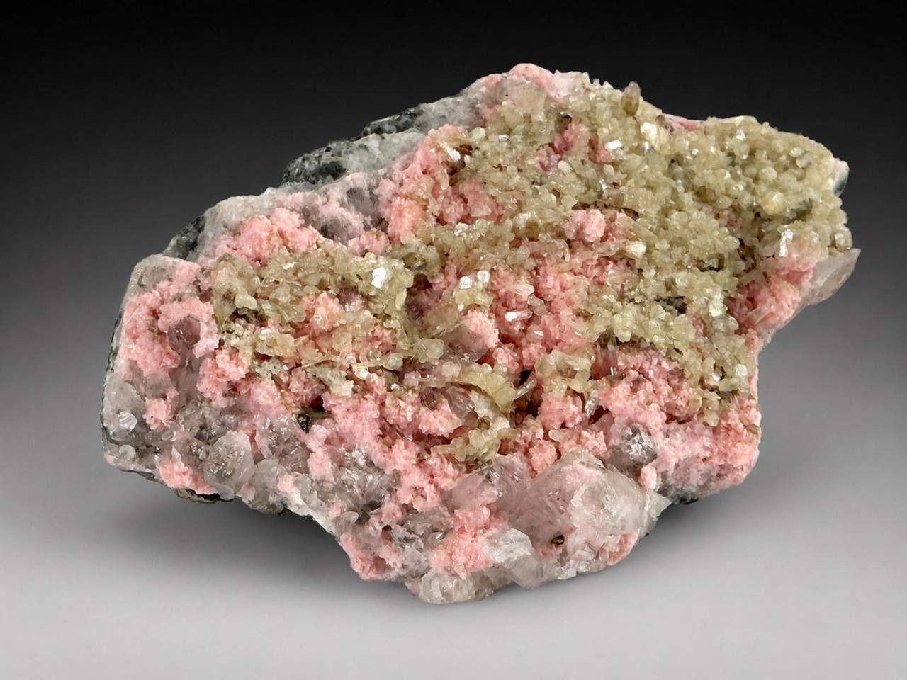 Starnitsa Rhodochrosite with Stilbite and Quartz, view 3 of 5